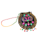 Cotton and Beads Embroidered Handbag with Colorful Tassels